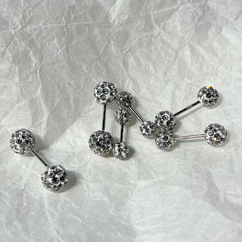 Boucles d'oreilles brillantes, petite boule de cristal, Style à la mode, Double face, vis en os pour femmes et hommes