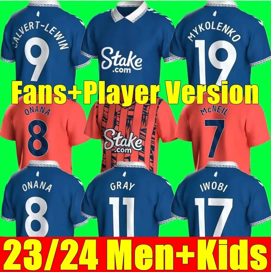 23/24 Everton Nkunku Jackson CFC Futbol Formaları James Richarlison Keane Davies Digne Üniformaları Yetişkin Çocuk Kitleri Set Sapları Tam Setler 23 24 Futbol Formaları Thai Üniformaları