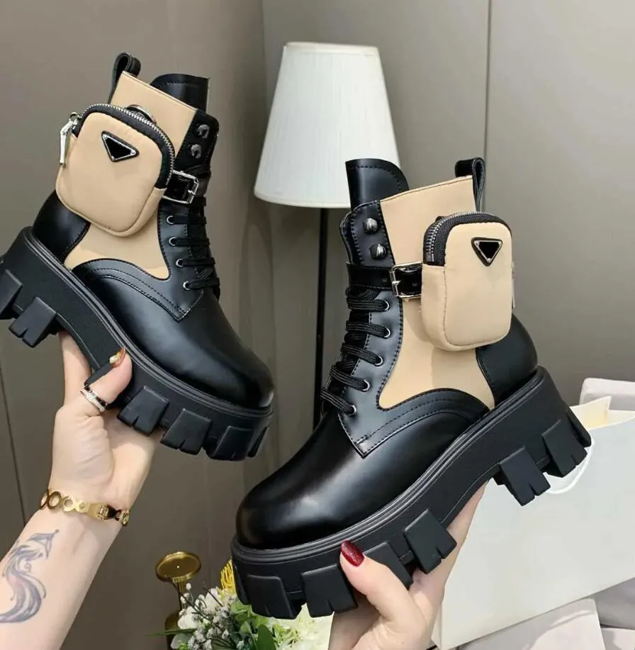 designer boot man woman rois boot ankle martin boot pocket black boot Martin and Boot Military Inspired Combat Boots Nylon Bouch Attached to the Ankle 35-41