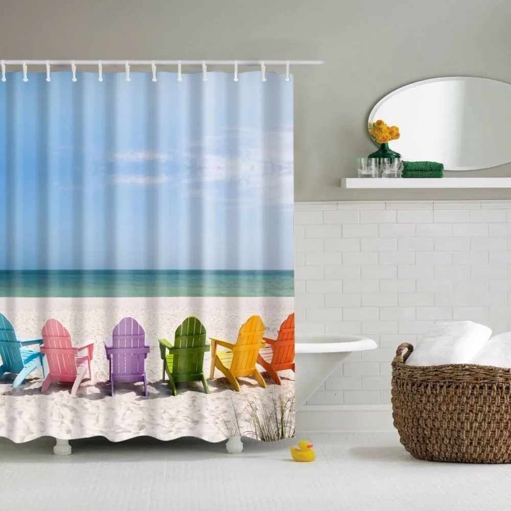 Shower Curtains Seaside Scenic Beach Shells Shower Curtains Bathroom Curtain  Frabic Waterproof Polyester Bath Curtains For Bathroom 180x180cm 230922  From Huo09, $11.58
