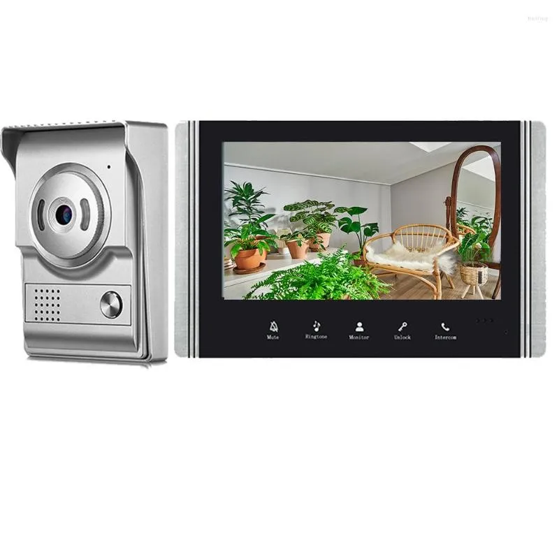 Video Door Phones Visual Intercom Doorbell 7''Color Wired Phone Residential Outdoor IR Camera RainProof Unlock