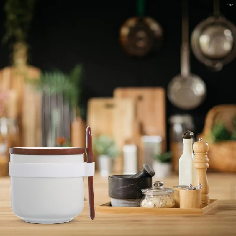 Dinnerware Sets Jars Household Kitchen Spice Storage Container Salt Shaker Canister Jam Lid Dispenser Ceramics Seasoning