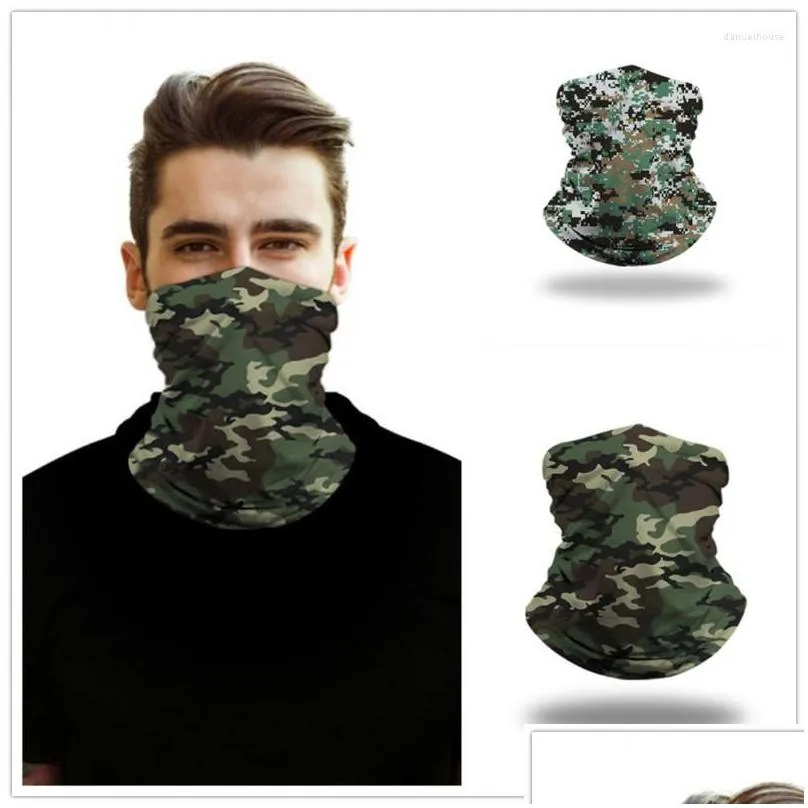 Bandanas Military Hiking Climbing Scarves Men Polyester Windproof Neck Warmer Face Mask Anti Uv Tactical Camouflage Print Piece Drop D Dhd9H