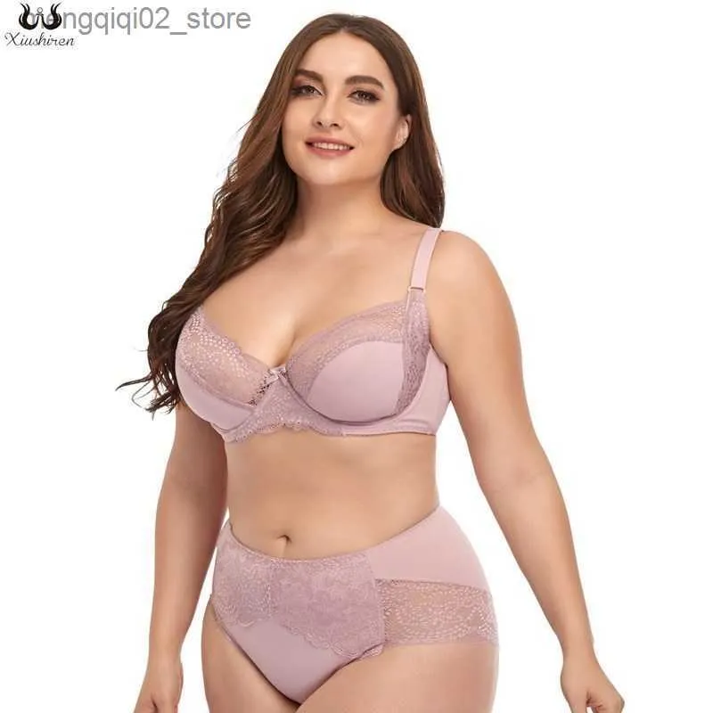 BHs Sets Xiushiren Rosa BH und Slip Set Dessous Große Größe 38 40 42 44 46 48 d Cup Frauen BH Set Ultradünne Frau 5Xl 6Xl Höschen Set Q230922