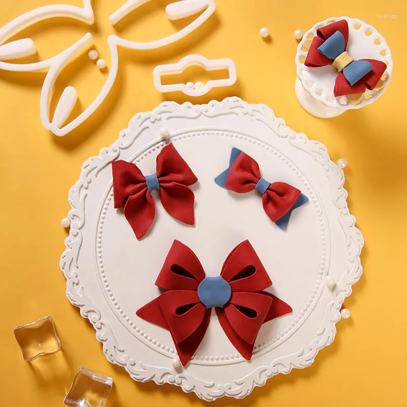 Bakning mögel bow bowknots forma cookie cutter mögel fondant kakedekoration verktyg cupcake mini dekorera mögel bakverk