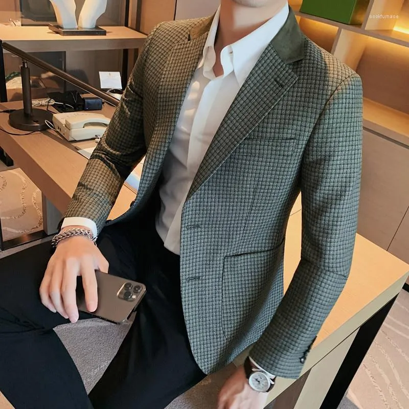 Men s Suits 2023 Japanese Style Men Spring High Quality Casual Business Suit Coat Male Fashion Slim Fit Plaid Tuxedo Blazer Jacket