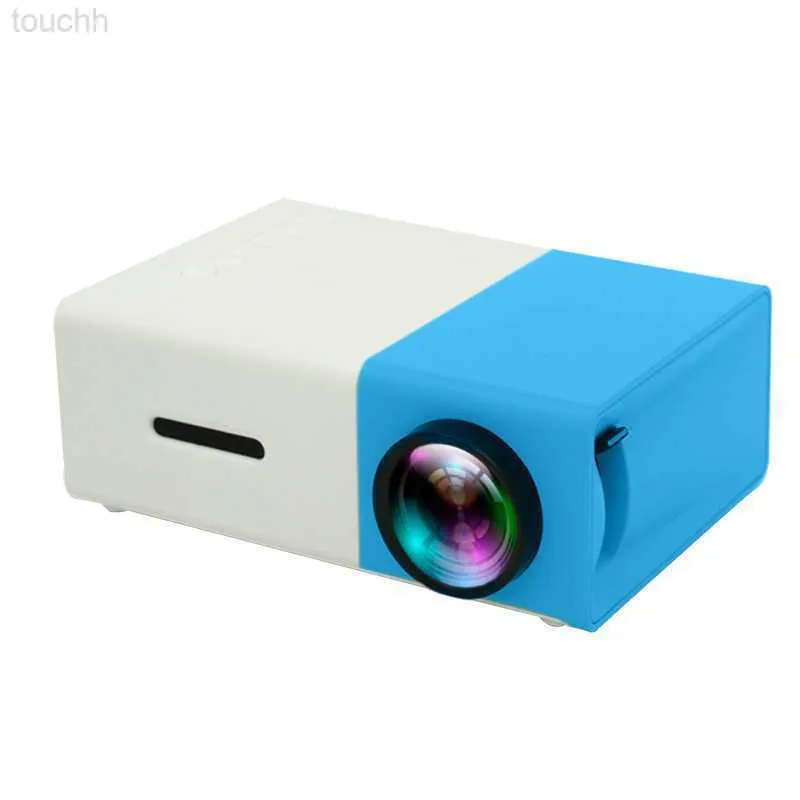 Projektorer Nya YG300 Portabla projektorer LED-projektorer 400-600LM 3,5 mm ljud 320 x 240 pixlar YG-300 USB Mini Projector Home Media Player L230921 L230923