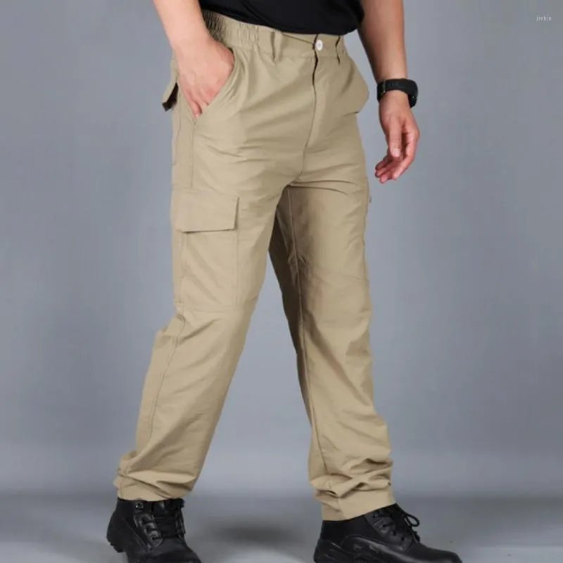 Pantaloni da uomo Casual da campeggio Multi tasche da uomo Cargo Pantaloni morbidi in vita elastica