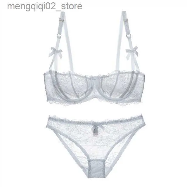 Bras Sets Lace Bra Knickers Set Ultra Thin Lingerie Underwire Underwear  Plunge Perspective Panties Light Bralette Suit Tops Q230922 From 7,05 €