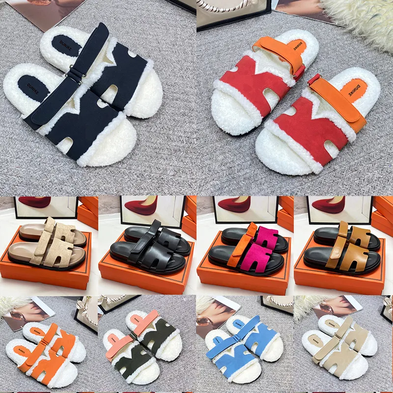 Designer Sandalen Frauen Chypre Sandalen flauschige Hausschuhe Damen Schuh Wildleder Leder Slider Luxusfell Slides Fuzzy Womens Sommer Winter Slipper Sandales