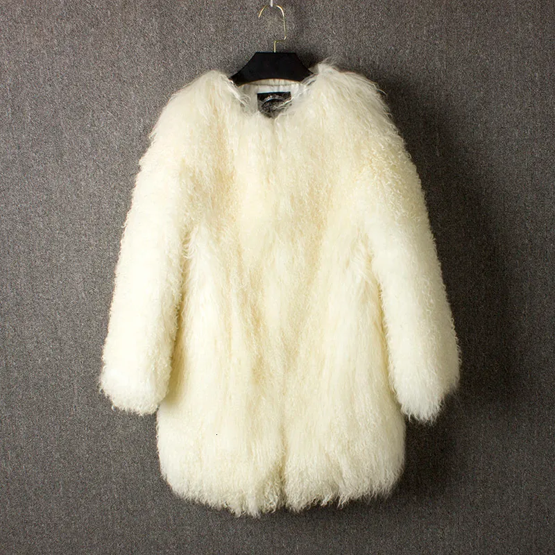 Womens Fur Faux Mongolia Sheep Fur Coat 100%Natural Furreal China Real Coats for Women Winter 230921