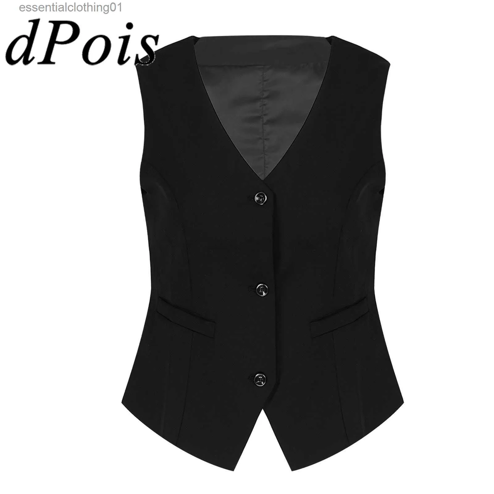 Coletes femininos Coletes femininos estilo ol desgaste formal botão para baixo colete sem mangas elegante escritório senhoras ternos clássicos colete workwear mujer l230922