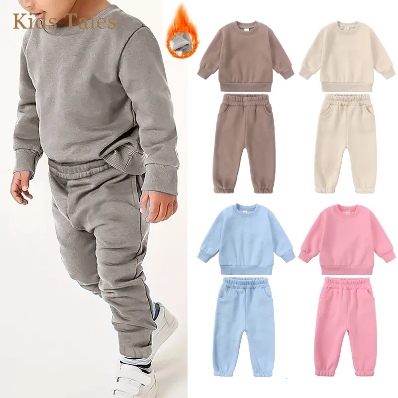 Ensembles de vêtements Dancewear Enfants Garçons Fille Vêtements Essentiels Ensemble Enfant En Molleton Solide Sweat-Shirt À Col Rond + Pantalon De Survêtement 2 Pièces Survêtement De Sport Pour Enfants 230922