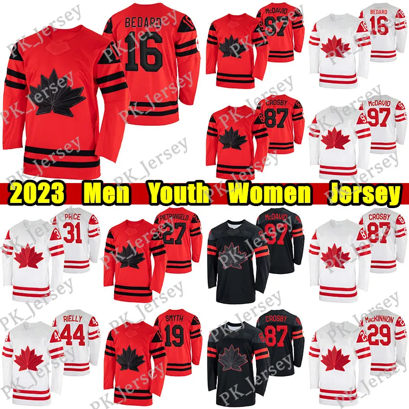 # 16 Connor Bedard Canada Team Hockey Jersey # 97 Connor McDavid Sidney Crosby Nathan Mackinnon Mitch Marner Carey Price John Tavares Owen Power Devon Levi Jerseys