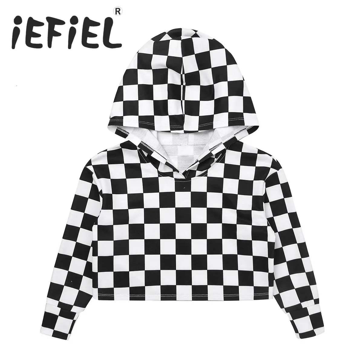 Hoodies Sweatshirts Kids Girls Plaid Hoodie Hooded Sweatshirt