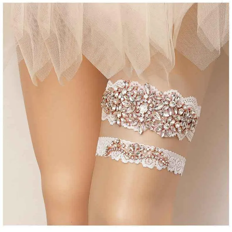 Bretelles De Luxe Mariée Jarretière Cristal Strass Jambe Anneau Floral Sexy Jarretières 3 Couleurs Cuisse Anneau Accessoires De Mariée Bijoux De Mariage m235 230921