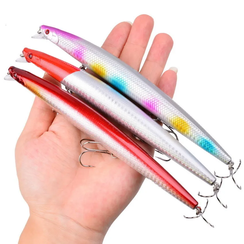 Baits Lures selling 1pcs 18cm 24g big long fish Minnow sea fishing lure  bait 3D eyes Strong hooks lures for sea fishing 230921