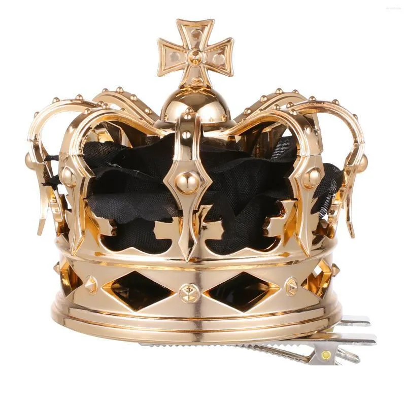 Bandane Halloween King Crown Barrette Fermagli per capelli grandi per le donne Clip dorata Accessori per feste Cosplay Sposa Drop Delivery Moda Ha Dh4Kv