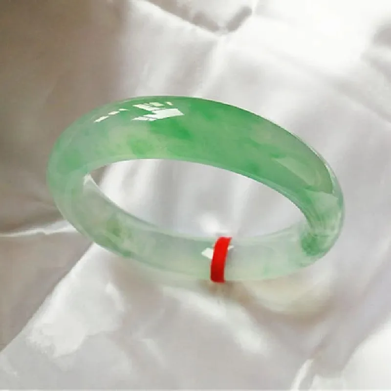 Pure Jade Ice Light Green Bracelet Elegant Princess Bangles Natural Jewelry