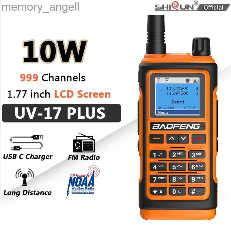 Walkie Talkie Baofeng UV 17 Walkie Talkie UV 17 Plus 10W Long Drange Ham双方向ラジオUSB C充電器LCD 999ch FM Radio WirelessセットレシーバーHKD230922