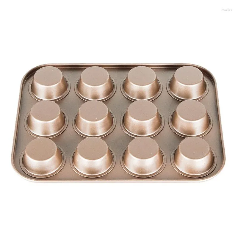 Pişirme Kalıpları 12 fincan Cupcake Pan Muffin Tepsisi Kalıp Karbon Çelik Olmayan Çubuk Bakeware Bisküvi Mikrodalga Kek