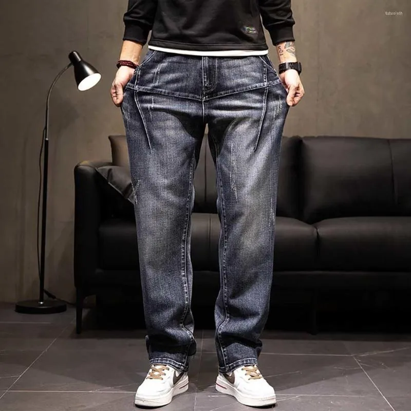 Trend dżinsów męskich luźne luźne dżinsowe dżinsowe menom swobodny straght spodni patchwork projekt Hiphop Harem Streetwear Pants