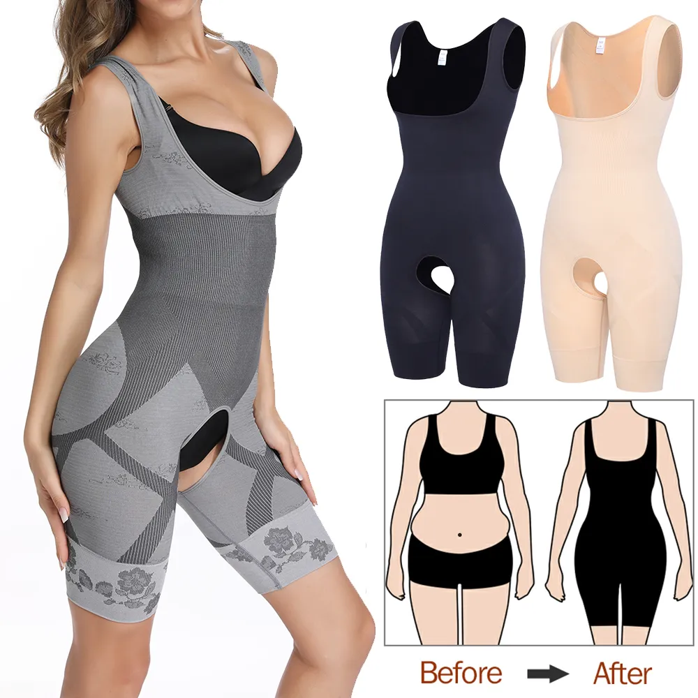 Arm Shaper Dames Shapewear Full Body Afslankende bodysuit Open kruis korset Tailletrainer Vormgevend ondergoed Postpartum Herstelschede 230921