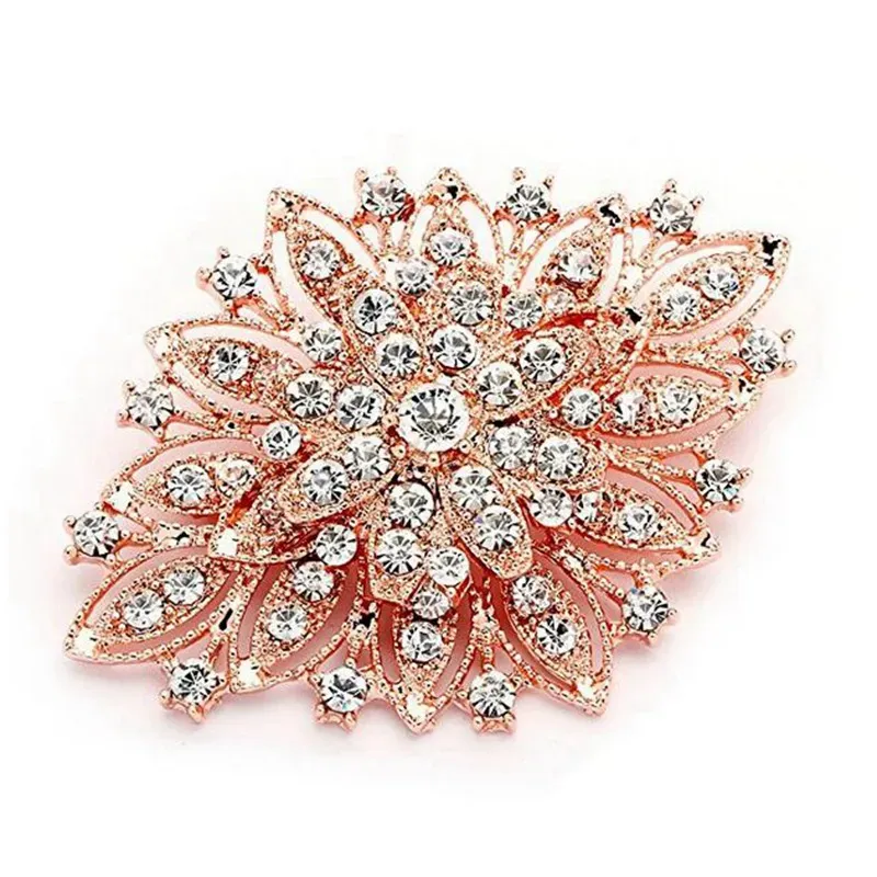 Vintage Look Rhodium Gümüş Kaplama Şeffaf Rhinestone Crystal Diamante Buket Broş Pin Pin Partisi Pins LL