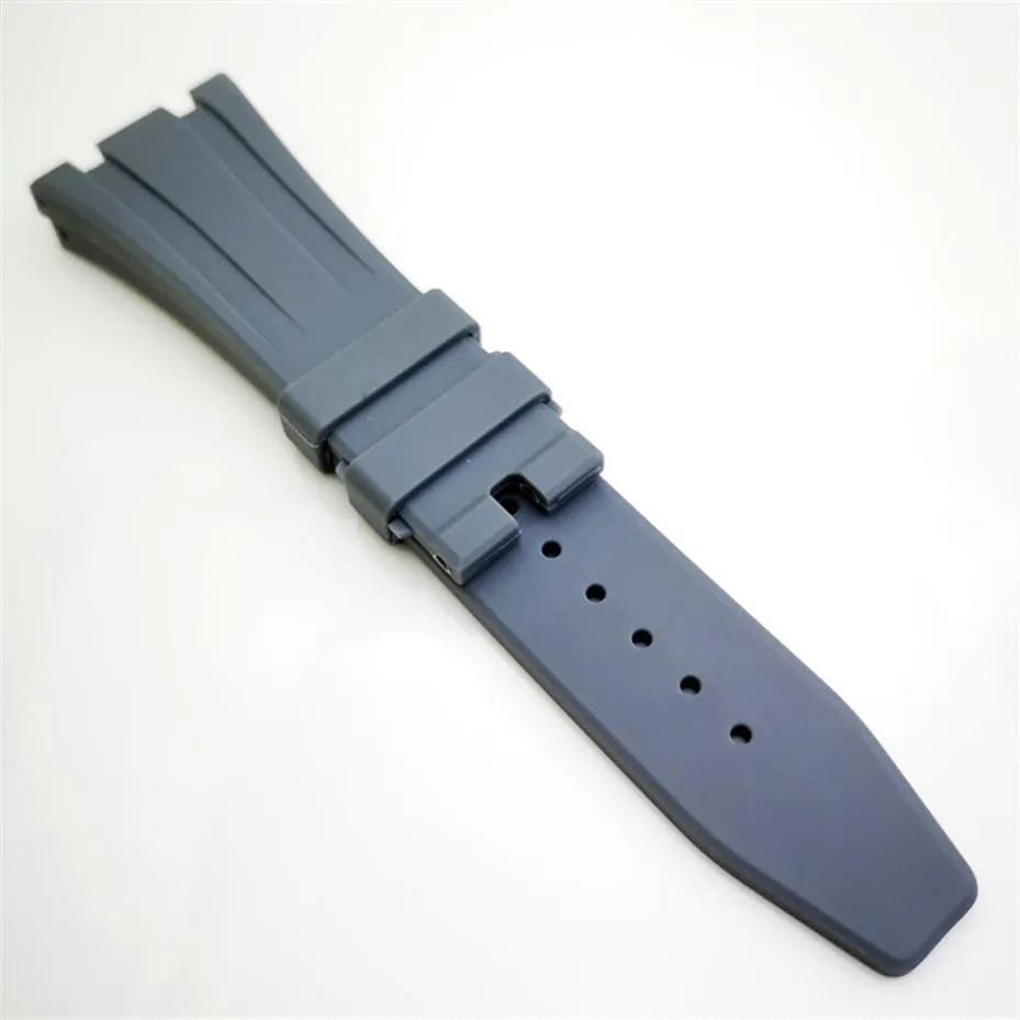 27mm grå färggummi klockband 18mm vikningslås luggstorlek AP -band för Royal Oak 39mm 41mm Watch 15400 15390241G