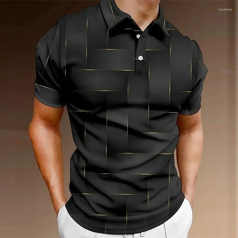 Herenpolo's Modepoloshirt - Geometrisch 3D-printen Effen kleur Minimalistische stijl Korte mouw Casual Ademend