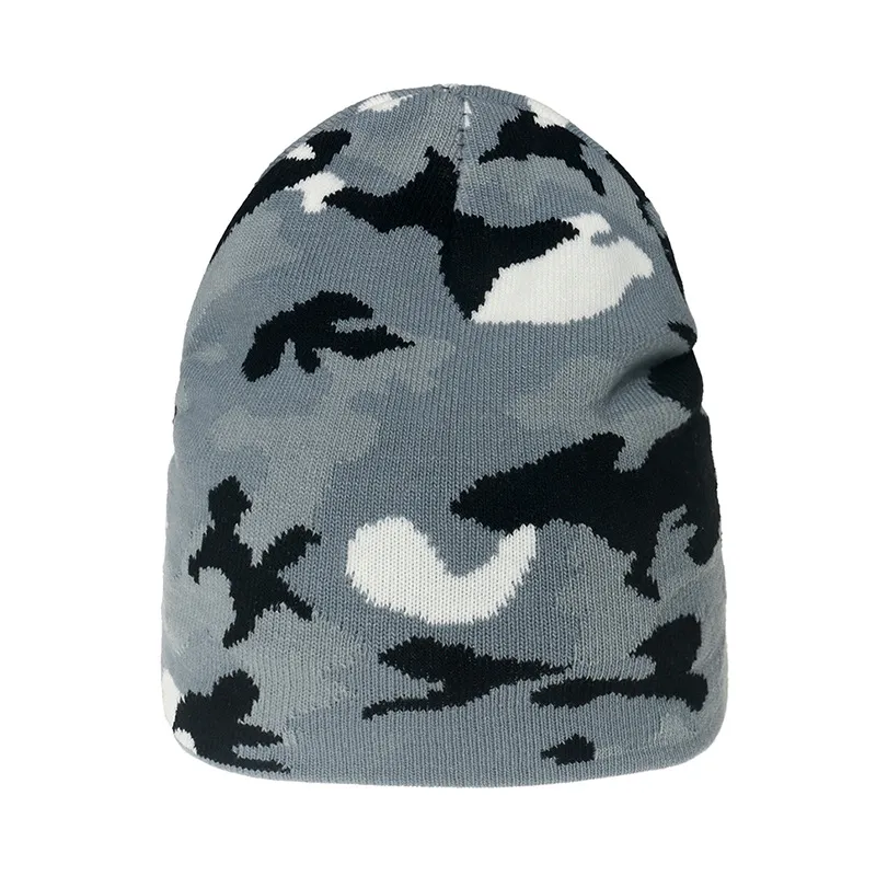 Gorro de punto cálido para invierno, gorro de camuflaje holgado para hombre, gorro de esquí de punto de camuflaje de algodón cálido para invierno Unisex, gorros de esquí cálidos para exteriores q170