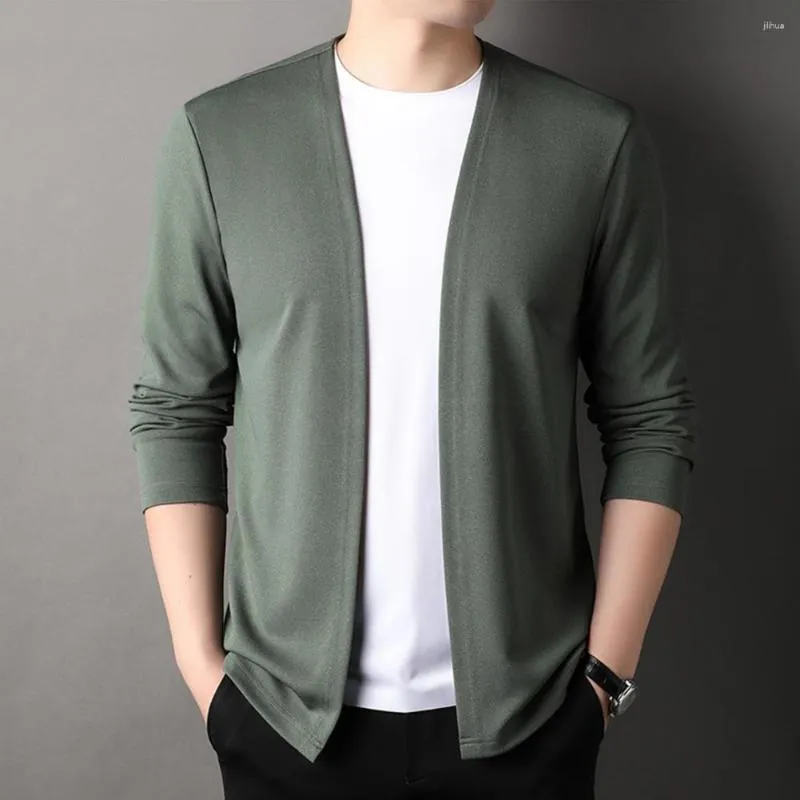 Men s Sweaters Men Slim Fit Solid Color Sweater Coat Open Front Thin Male Casual Knitted Cardigan For Spring And Autumn