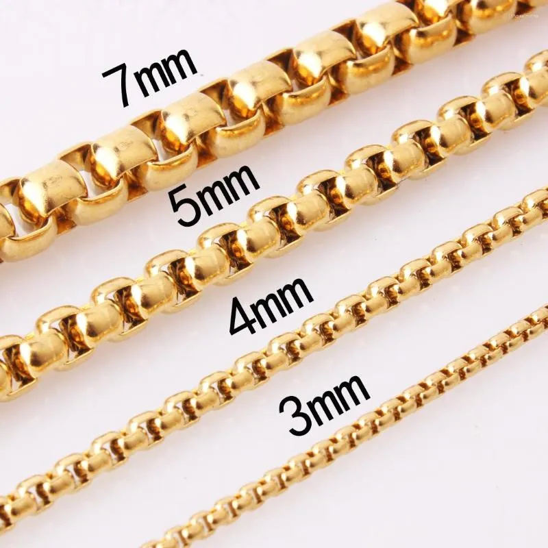 Chains 16-40" 2/3/4/5/7mm Width Silver/Gold/Black Color Square Rolo Round Box Chain Stainless Steel Necklaces For Men Women