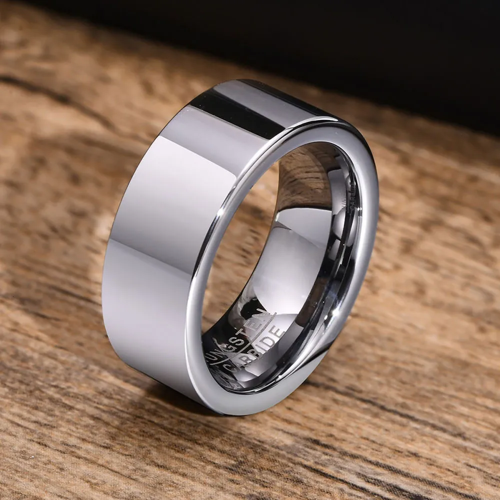 Anillos de boda VNOX 8 mm Alianzas de boda básicas para hombres Anillo de tungsteno de carburo Clásico Llano Espesar 2 mm Banda de dedo Compromiso Promesa Joyería 230922