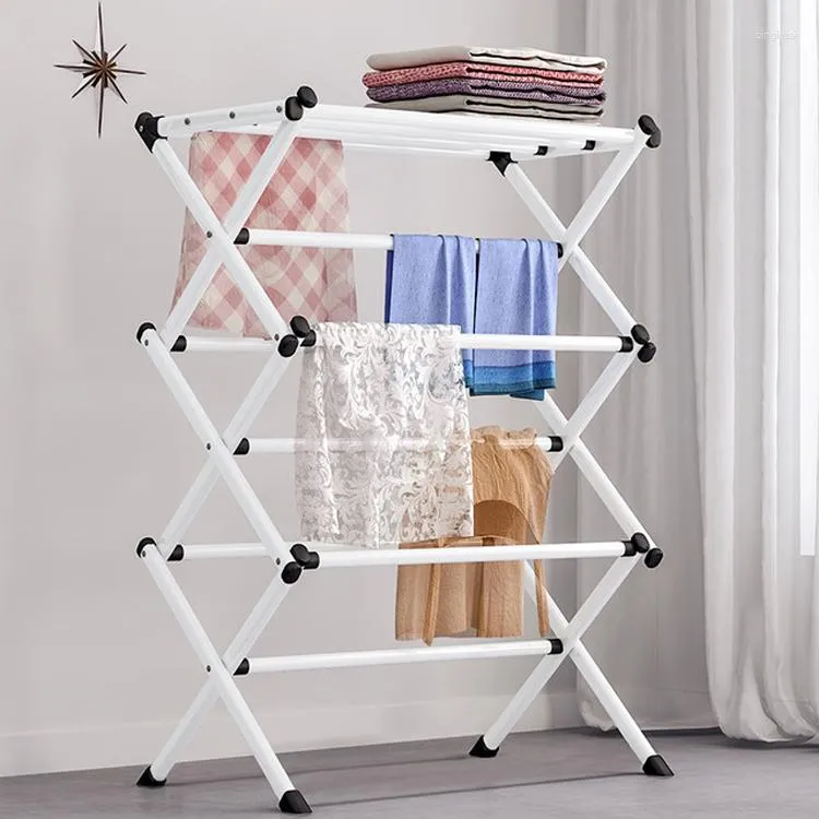 Hängar Floor Standing Clothes Rack Foldbar Torkning för handdukskläder Organiserare Hemtillbehör