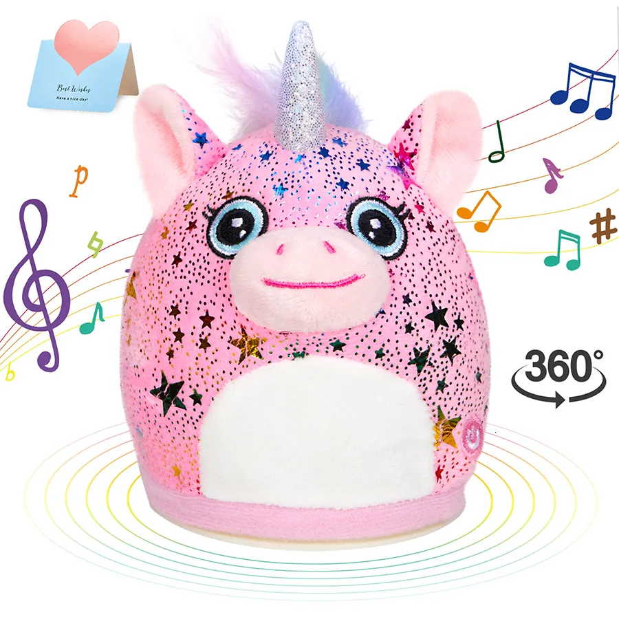 Pluche poppen 6 inch roze eenhoorn pop muziek gooien speelgoed pailletten cartoon dier speelgoed voor meisjes slapen verjaardag mini kussen 230922