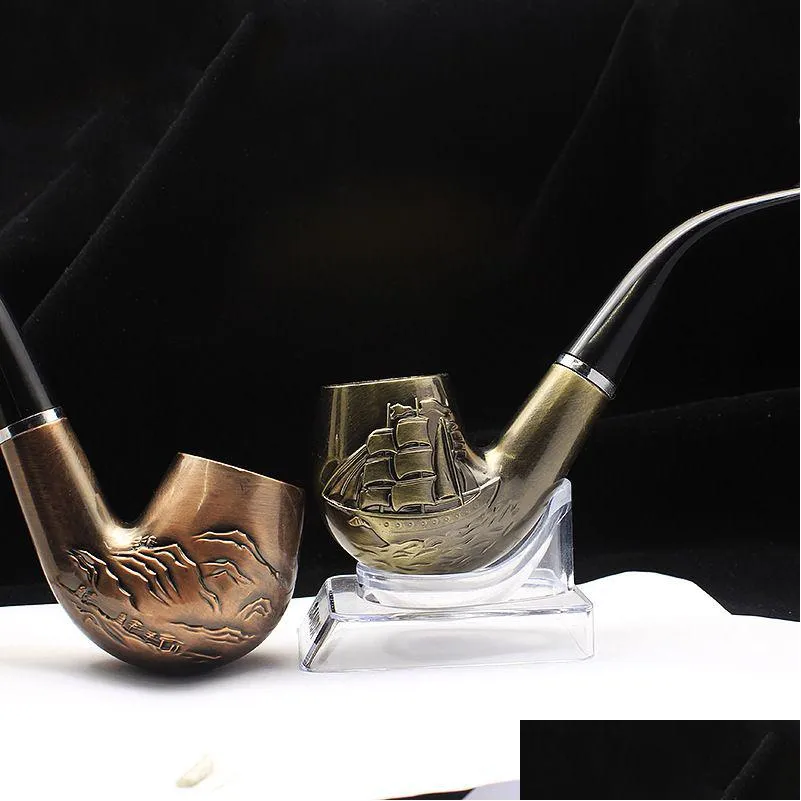 Smoking Pipes Copper Color Resistant Pipe Filter Herb Tobacco Narguile Grinder Resin Cigarette Holder Hookah 20220901 E3 Drop Delive Dhmgz