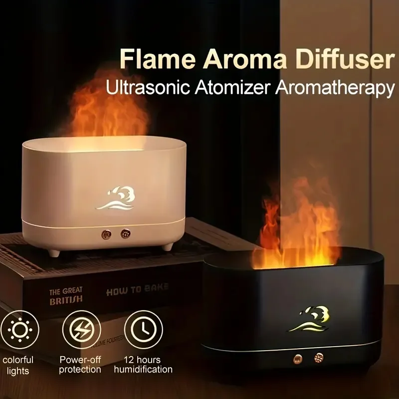 Flame Aroma Diffuseur d'huiles essentielles humidificateur 7 Couleurs de  Flamme, pour la Maison, la Chambre