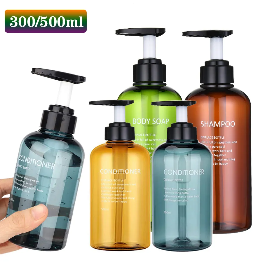Distributeur de savon liquide 300/500ML bouteille de distributeur de savon shampooing revitalisant ensemble de bouteilles de savon pour le corps grand distributeur de lotion rechargeable accessoires de salle de bain 230921
