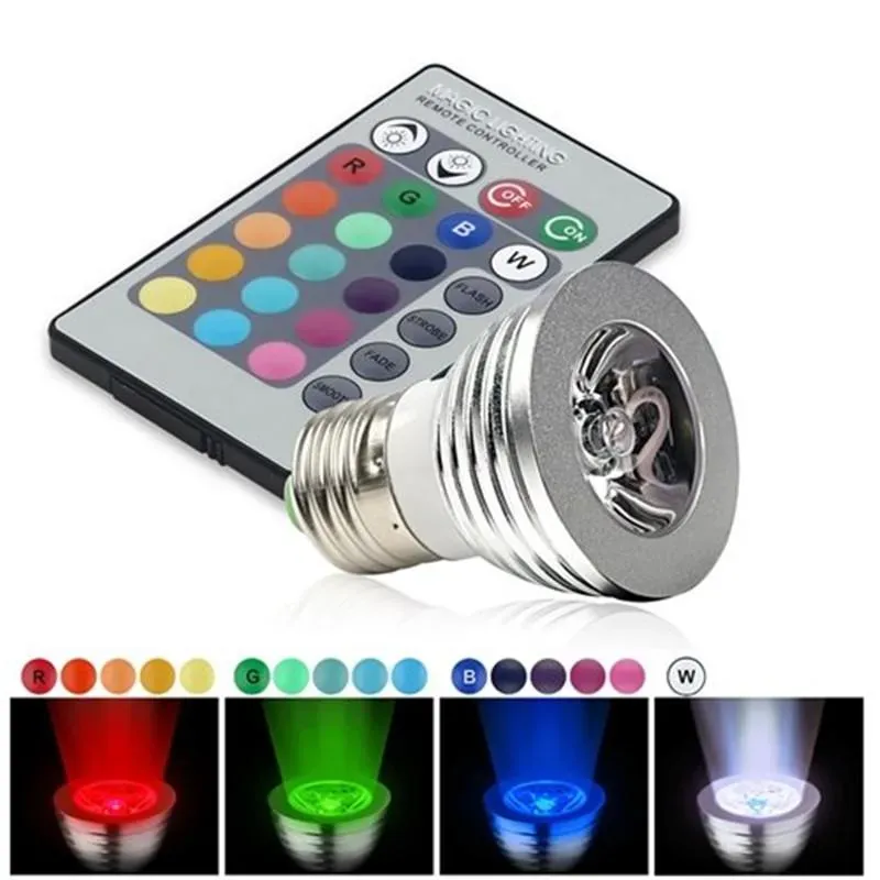 3W RGB LED Spotlights 16 Color Changing RGB led Light Bulb Lamp E27 GU10 MR16 with 24 Key Remote Control 85-265V & 12V LL