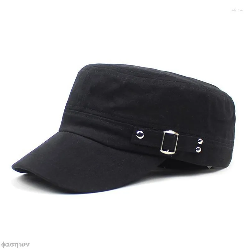 Berets casual ajustável exército boné cadete chapéus primavera quatro estações sol bonés ao ar livre protetor solar chapéu masculino lavado algodão plana topo marinheiro