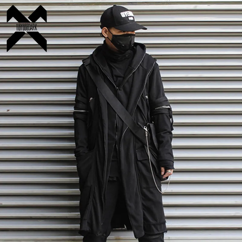 Męskie Trench Coats 11 Bybb's Dark Wizard Cape Cloak Fake dwie kurtki Windbreaker Men Gothic Punk Streetwear Long Funkcja Hood WB200 230921