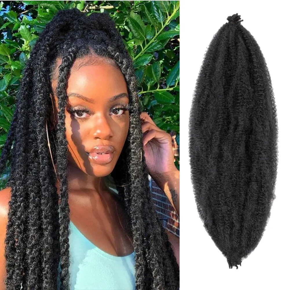 Человеческие волосы Bulk Dansama Springy Afro Twist Hair Kinky Twist Плетение волос Предварительно разделенные весенние крученые волосы для вязанных крючком волос с бабочками 230921