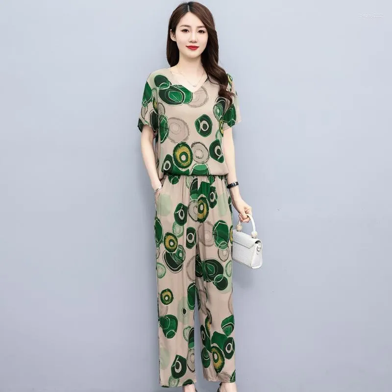 Middle Age Women's Summer Suit 2023 New Elegant Two Piece Sets