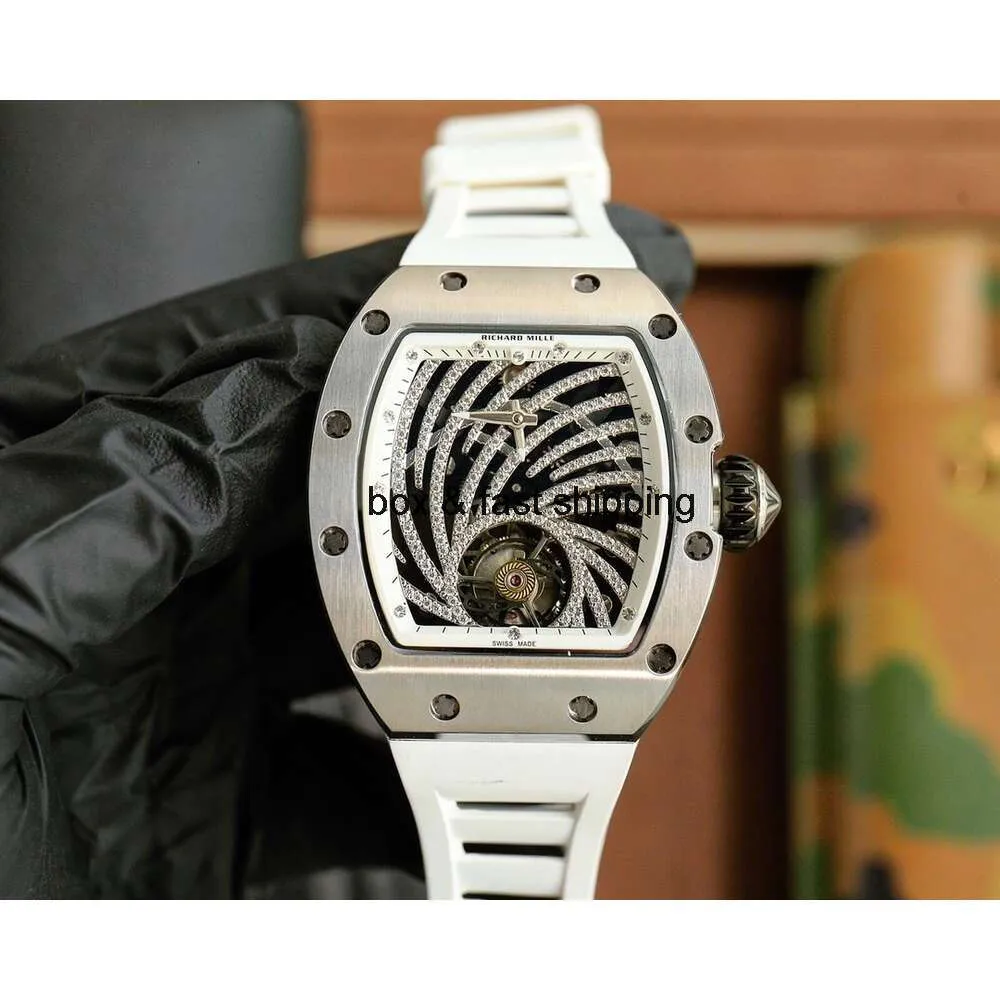 RM51 Kobiety Superclone Luksusowy Obrotowy Zegarek Nowy RM51-02 Watche 43 mmxx36mm Diamond Diamond Tourbillon Automatyczne panie Sapphire Crystal Water Wristwatch XL0Q