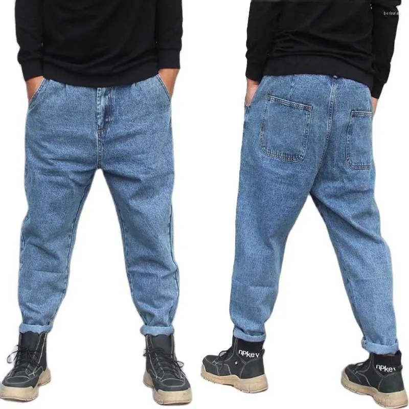 Męskie dżinsy moda harem mężczyźni swobodne dżinsowe spodnie luźne workowate spodnie steetwear joggers ubrania