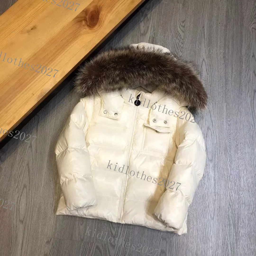 Luxury Children puffer Hooded Down Coats Windproof Hooide Black Jackets girl Boy Outwear girl boy designer clothes Kids Clothing Real raccoon fur collar tops brand