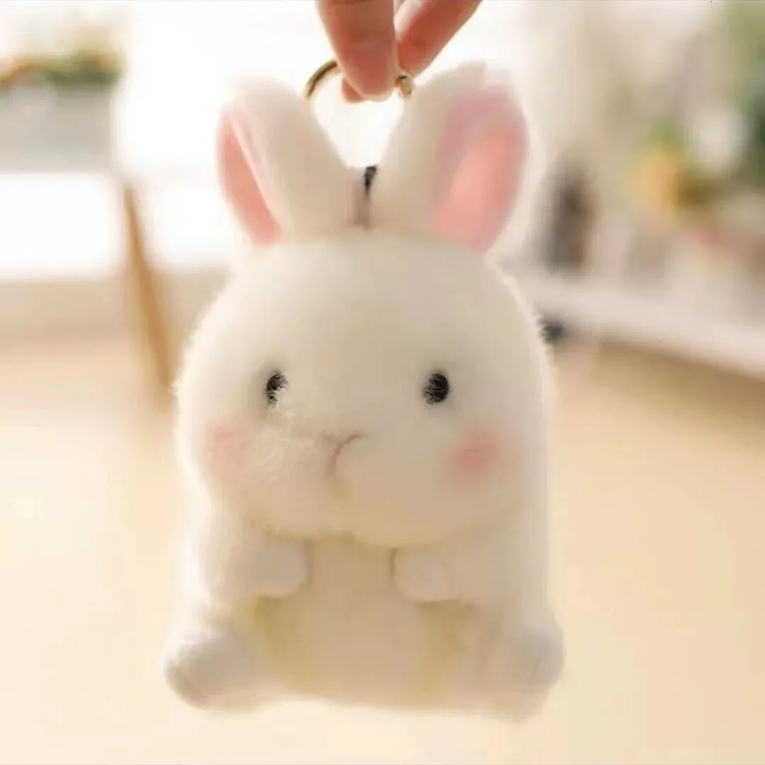 Porte-clés en peluche lapin mignon Kawaii, pendentif de sac de