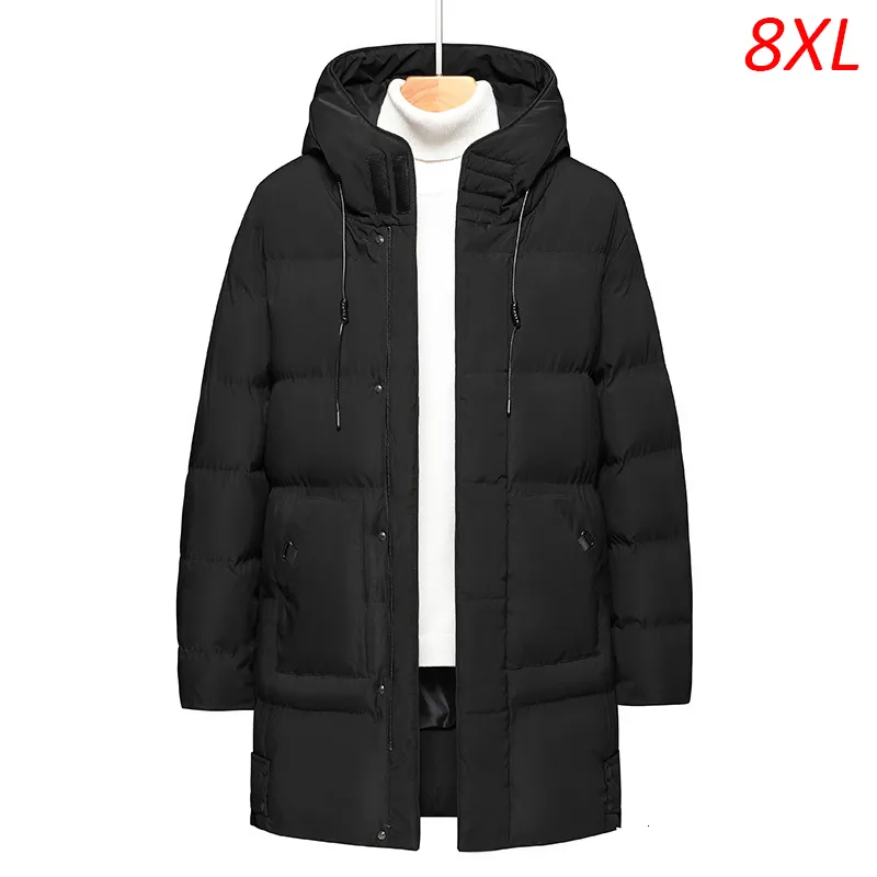 Hommes vers le bas Parkas hiver épais chaud coupe-vent à capuche Parka hommes mode surdimensionné veste manteau mâle noir grande taille 8XL grand 230922