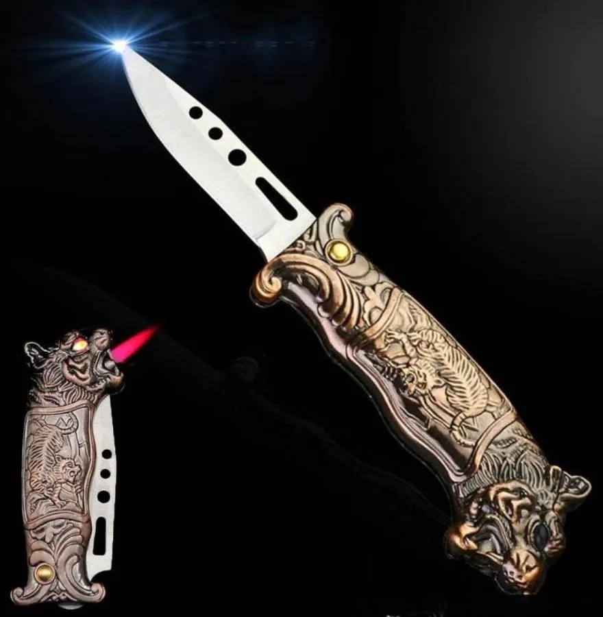 Torch Turbine Lighters Multifunction Knife Lighter Portable Folding Knife Butane Windproof Field